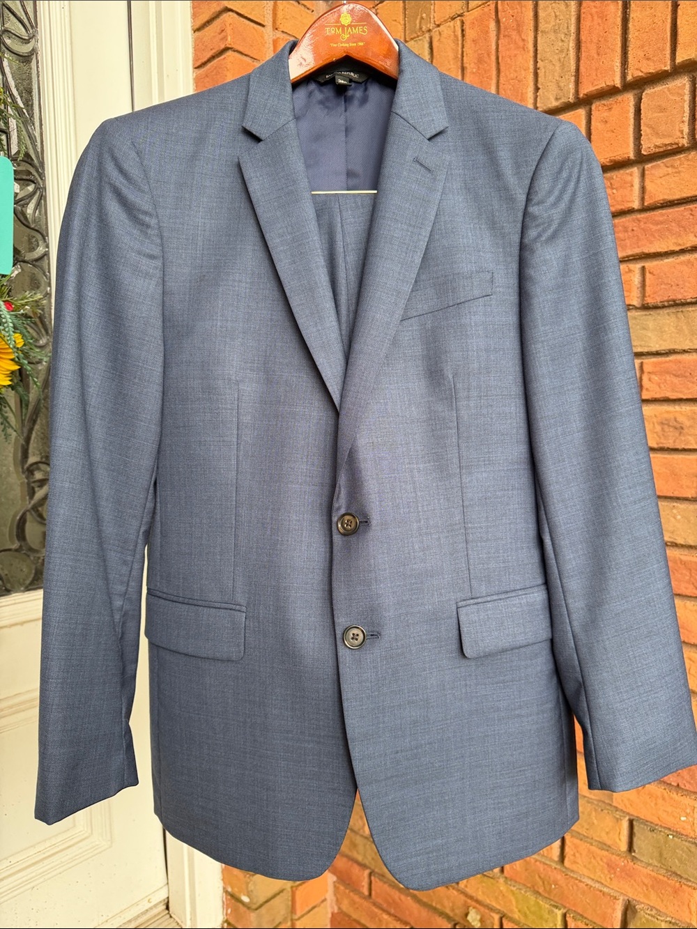 Men's Banana Republic Marzotto Navy Two-Button Suit | Jacket 38S | Pants 30x30